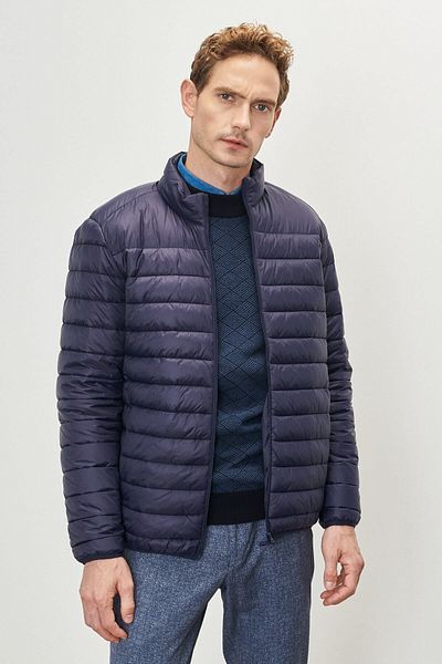 AC&Co / Altınyıldız Classics Ανδρικό παλτό με γιακά με κανονική κοπή με κανονική εφαρμογή μπλε Navy Blue