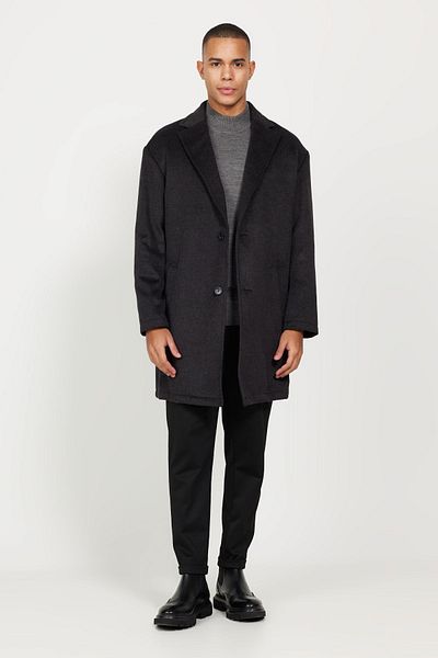 AC&Co / Altınyıldız Classics Palton pentru bărbați, antracit, oversize, cu tăietură lejeră, cu mono guler