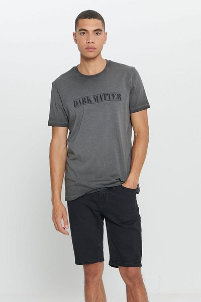 AC&Co / Altınyıldız Classics Anthrazitfarbenes T-Shirt mit Rundhalsausschnitt und Standard-Passform für Herren, 100 % Baumwolle, bedruckt