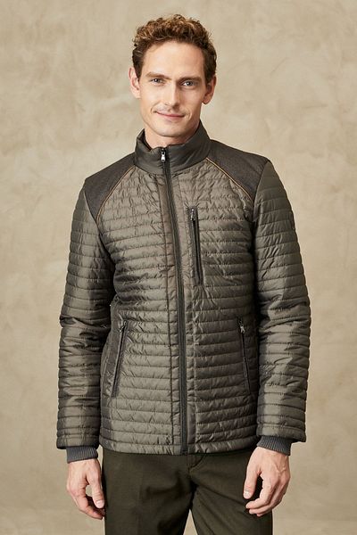 AC&Co / Altınyıldız Classics Ανδρικό παλτό με μοτίβο Χακί Standard Fit Regular Cut, ανθεκτικό στον κρύο καιρό