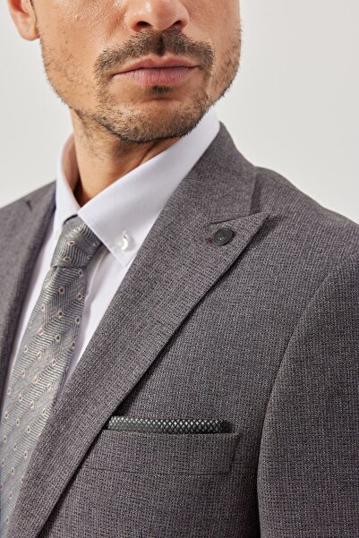 ALTINYILDIZ CLASSICS Erkek Bordo Ekstra Slim Fit Dar Kesim Kırlangıç Yaka Desenli Takım Elbise