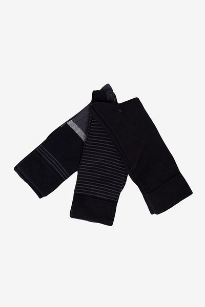 AC&Co / Altınyıldız Classics Men's Black-Grey Patterned 3-Piece Socket Socks