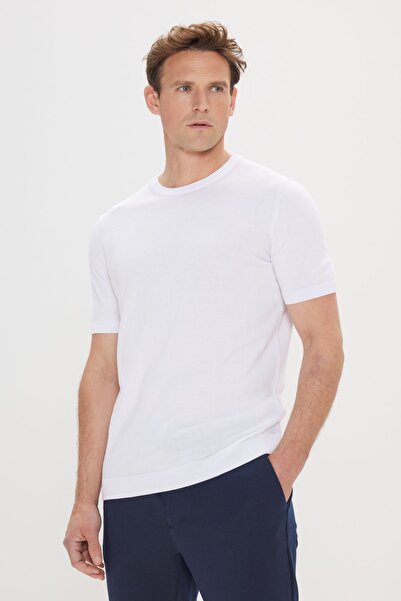 ALTINYILDIZ CLASSICS Tricou alb pentru bărbați, cu croială normală, 100% bumb...