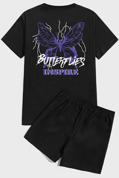 trendypassion Άνετη σχεδίαση - Σετ σορτς με πεταλούδα & γράμματα