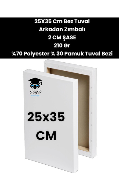 SEYFİKİRTASİYE 25X35 CM Bez Tuval  Arkadan Zımbalı  2 CM ŞASE  210 Gr  %70 Polyester % 30 Pamuk Tuval Bezi