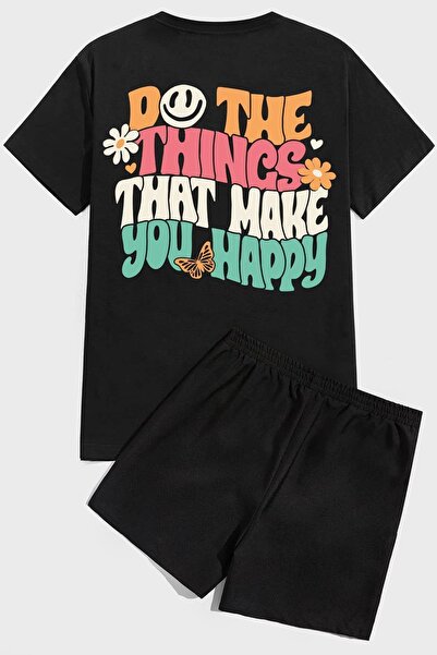 trendypassion Σετ άνετο σορτς με στάμπα Happiness