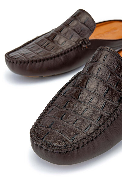 Tamer Tanca Erkek Hakiki Deri Kahverengi Terlik