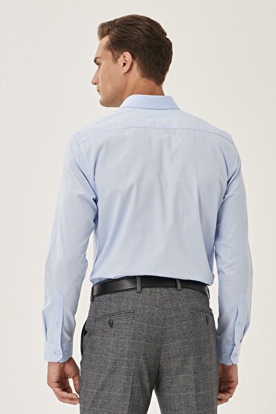 ALTINYILDIZ CLASSICS Erkek Açık Mavi Slim Fit Dar Kesim Klasik Yaka Pamuklu Gömlek