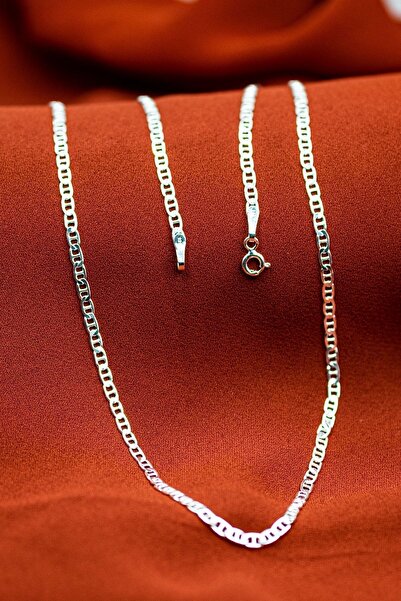 ONNUMARAGÜMÜŞÇÜLÜK 925 Ayar Gümüş Erkek Ezme Barlı Zincir Kolye X-8