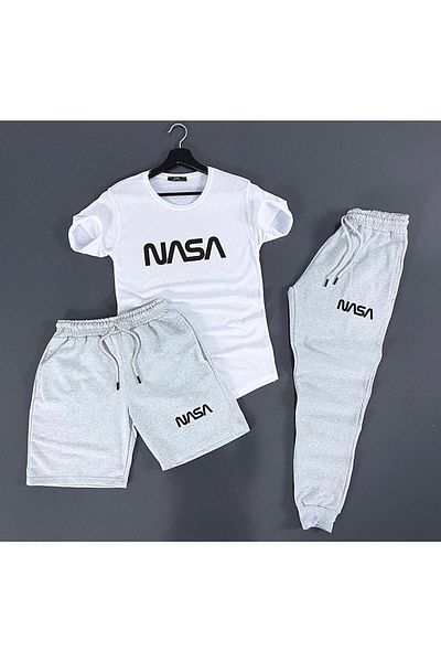 trendypassion Σετ φόρμας φόρμας 3 τεμαχίων NASA με κοντό μανίκι καλοκαιρινής λεπτής εφαρμογής