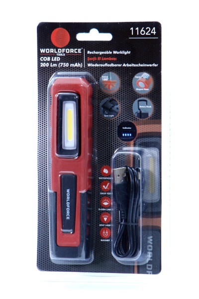 Worldforce 200LM Cob LED Fener Şarjlı 750 Mah 7500K