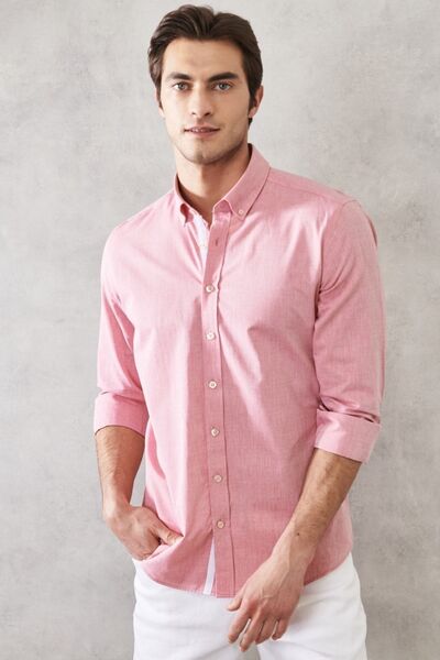 AC&Co / Altınyıldız Classics Ανδρικό Claret Red Slim Fit γιακά με στενό κόψιμ...