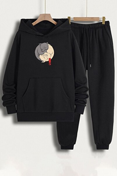 trendypassion Σετ φόρμας Unisex Yin Yang Cats με στάμπα