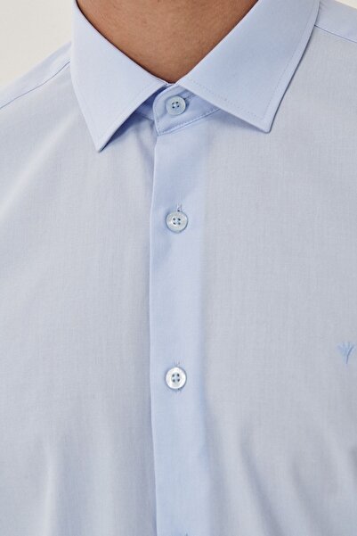 ALTINYILDIZ CLASSICS Erkek Açık Mavi Slim Fit Dar Kesim Klasik Yaka Pamuklu Gömlek