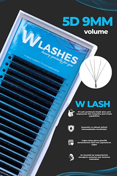 Magic Lash 5D Volume 9 mm Uzunluk W Lash İpek Kirpik Ekonomik 16 Sıra