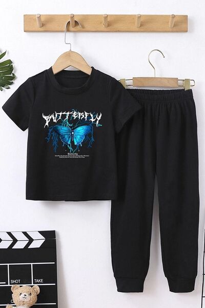 trendypassion Παιδική φόρμα φόρμας Blue Butterfly Bottom - Top