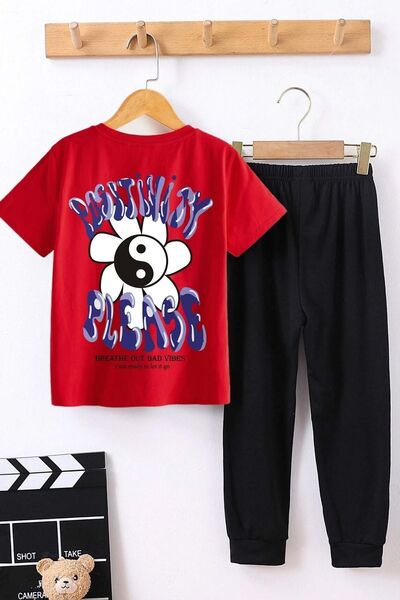 trendypassion الجزء السفلي الإيجابي للأطفال - طقم بدلة رياضية علوية