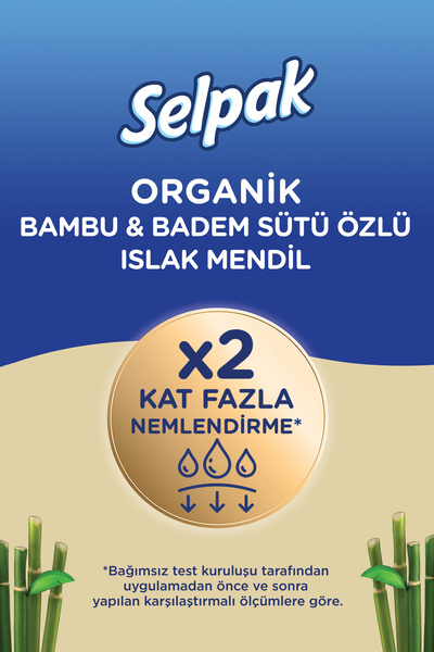 Selpak ® Organik Bambu Özlü & Badem Sütü Özlü Islak Mendil 12'li 600 Yaprak