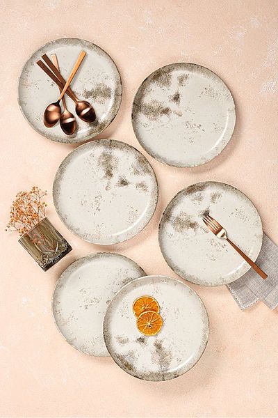 Porland Re-Gen Salda Flat Cake Plate Set 6 Pieces 21cm