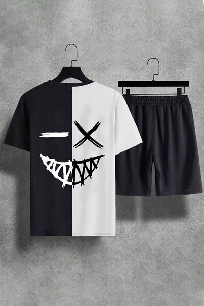 trendypassion Set de pantaloni scurți confortabili cu imprimeu cu chip de des...