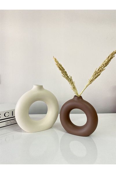 HEYKELCAN Set de vaze cu inele boeme - 2 obiecte decorative pentru gogoși