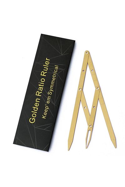 Prime Black Metal Ruler with Golden Ratio Microblading and Permanent Makeup