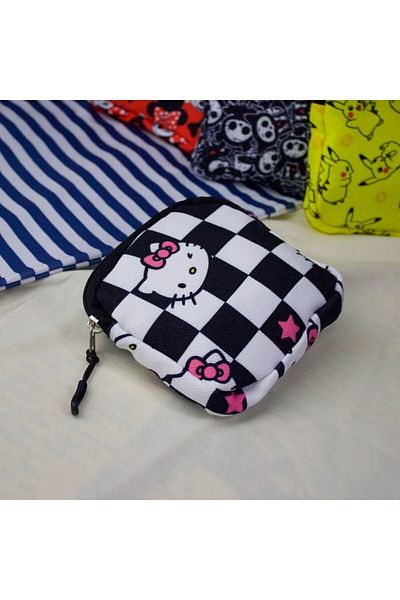 Köstebek Checkered Star Hello Kitty Face Collage Makeup Bag