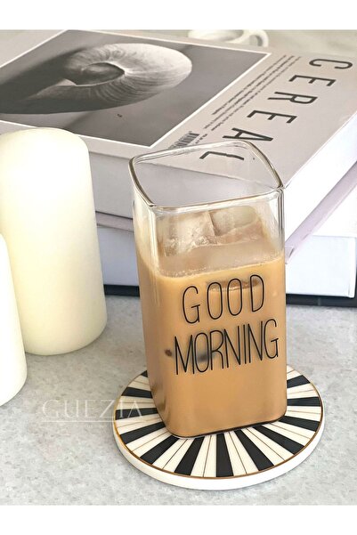 GUEZIA Isıya Dayanıklı Borosilikat Dikdörtgen Bardak | Good Mornıng | 1 Adet ...