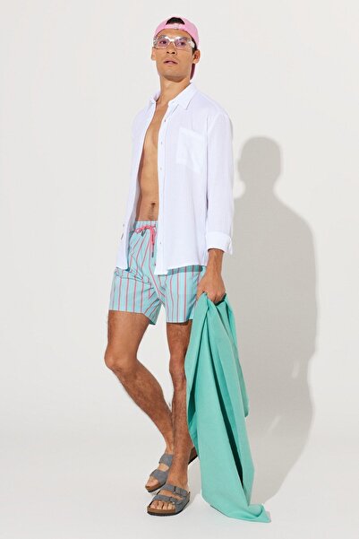 AC&Co / Altınyıldız Classics Ανδρική πετσέτα παραλίας Aqua Green Microfiber (80 cm x 150 cm)