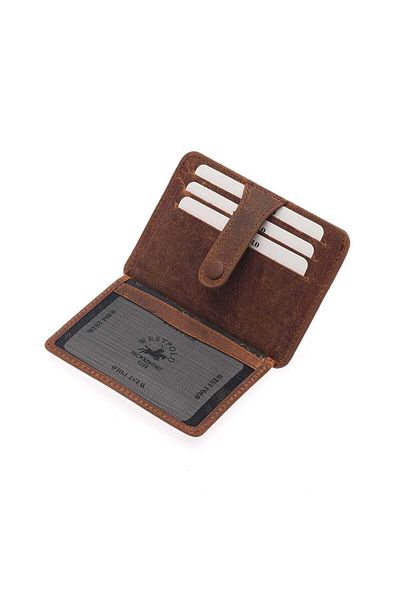 Westpolo Πορτοφόλι Unisex καφέ γνήσιο αντίκες δερμάτινο Vintage θήκη για κάρτες