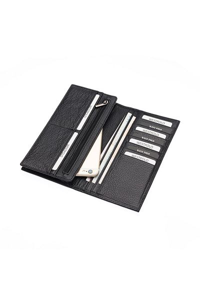 Westpolo Genuine Leather Long Wallet Phone Holder