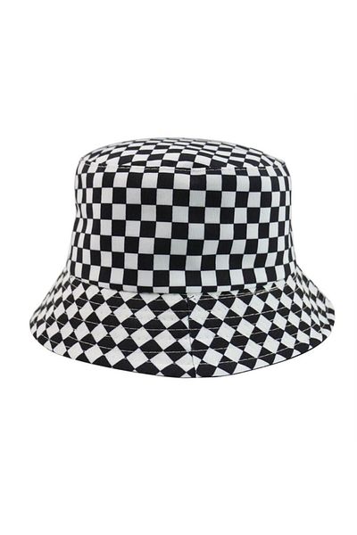 Köstebek Black and White Checkered Bucket Hat