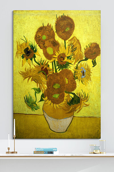 TabloShop Vincent Van Gogh - On İki Ayçiçekli Vazo Tablosu - Zarif Dekor