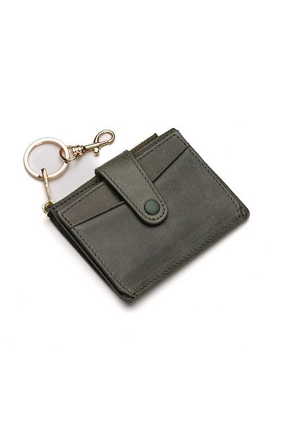 Westpolo Genuine Leather Card Holder with Color Options - Zippered, Coin Compartment, Keychain Accessory 381