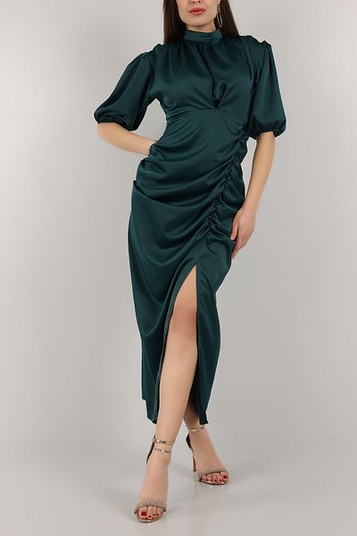Phoenix Women Satin Draped Slit Dress
