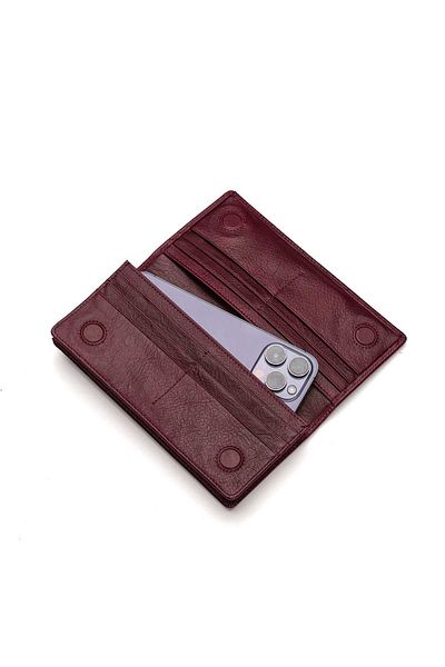Westpolo Unisex Genuine Leather Wallet - with Phone Compartment, Handband, Plenty of Card Holder and Magnet