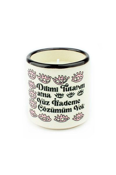 PALTO TASARIM I Hold My Slice but I Have No Face Expression Solution Ceramic Decorative Scented Candle - 1 Gift Candle