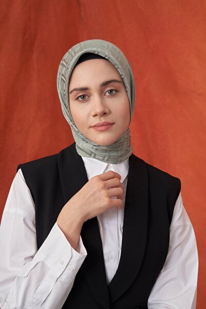 Geometrik Desen Eşarp - Keten Yeşili (1 ADET)