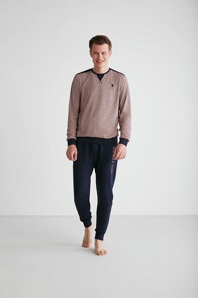 U.S. Polo Assn. - Ανδρικό σετ πιτζάμες Claret Red με στρογγυλή λαιμόκοψη 18720