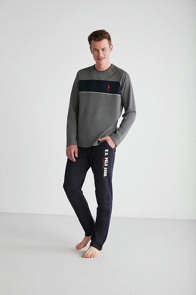 U.S. Polo Assn. - Ανδρικό Σετ Πιτζάμες με Στρογγυλό Γιακά Anthracite Melange 18721
