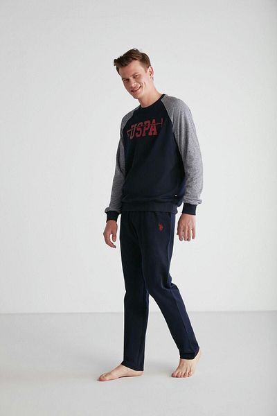 U.S. Polo Assn. - Ανδρικό σετ πιτζάμες με στρογγυλό γιακά Navy Blue 18712