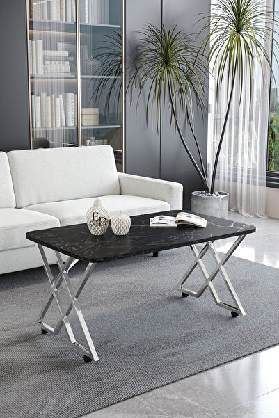 ED Efelez Design Orta Sehpa , Milano Tekerlekli Orta Sehpa , Gümüş Metal - Si...