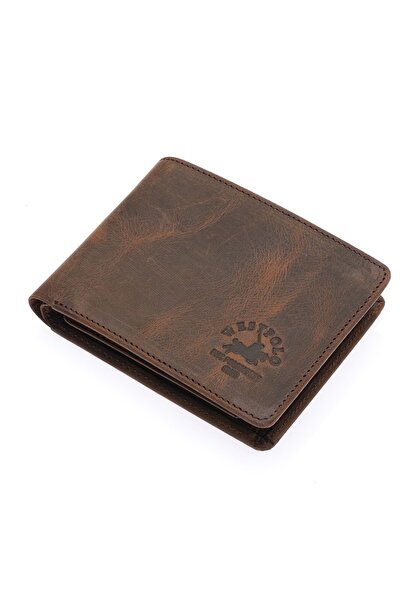 Westpolo Hakiki Deri Bozuk Para Bölmeli Unisex Vintage Cüzdan