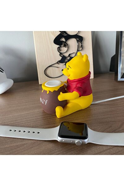 huni Apple Watch Stand Winnie The Pooh El Boyaması Figür Sevimli Ayı Akıllı Saat Standı