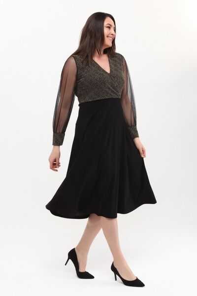 Asees Φόρεμα από τούλι με διπλό γιακά μανίκια μεσαίου μεγέθους