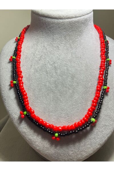Atelier By Serkan Red and Black Cherry 2-Piece Bead Necklace