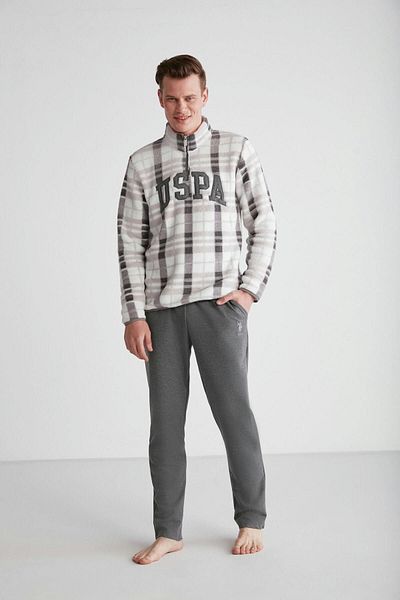 U.S. Polo Assn. Ανδρικό Σετ Πυτζάμες Γκρι Fleece