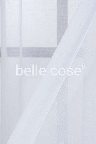 Belle Cose Sofia White Pleatless Linen Look Plain Tulle Curtain