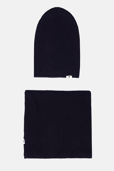AC&Co / Altınyıldız Classics Men's Navy Blue Windproof Warm Knitwear Scarf-Beanie Set