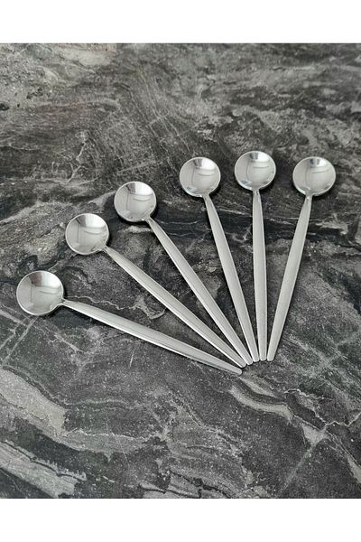 stilsenin34 Set of 12 Silver Teaspoon Coffee Ice Cream Dessert Cake Sugar Spoon Round